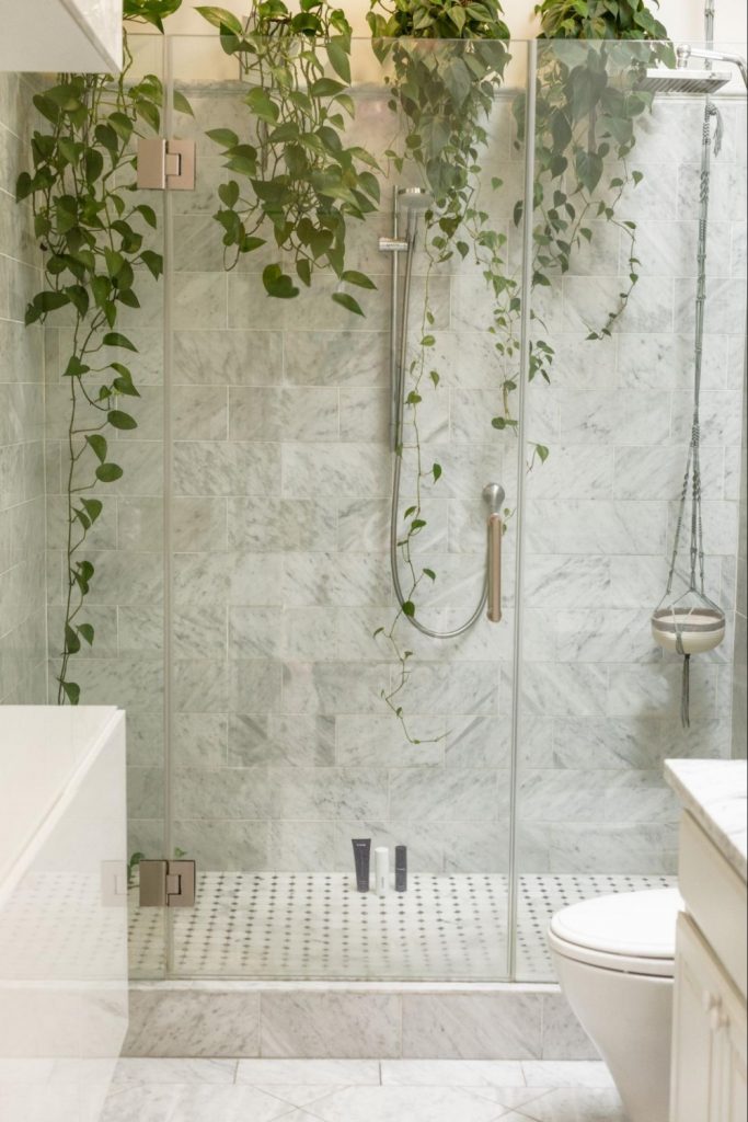 details and flowers in a shower